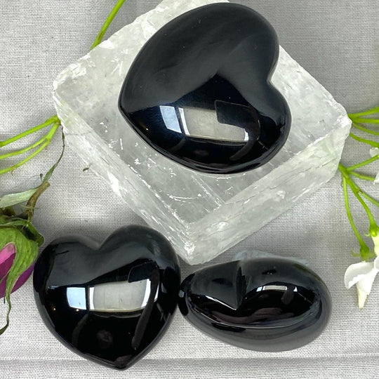 Jet Crystal Hearts 4cm