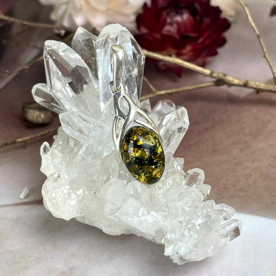 Baltic Green Amber Oval Pendant