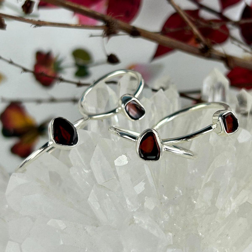 Red Stone Silver Ring