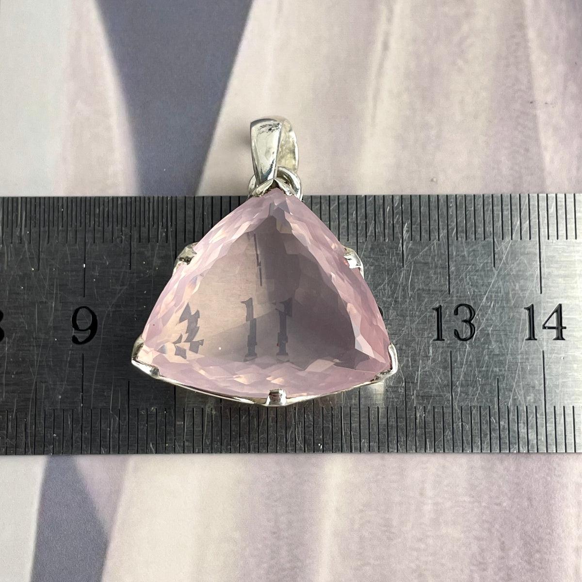 Trillion Cut Rose Quartz Necklace