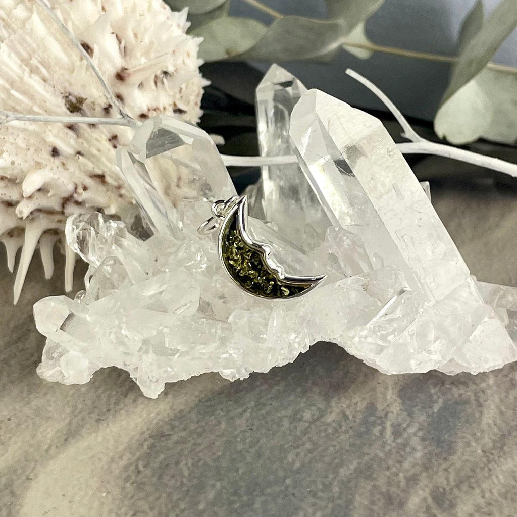 Amber Crescent Moon Pendant