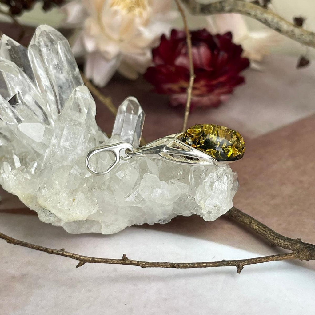 Green Amber Small Pendant