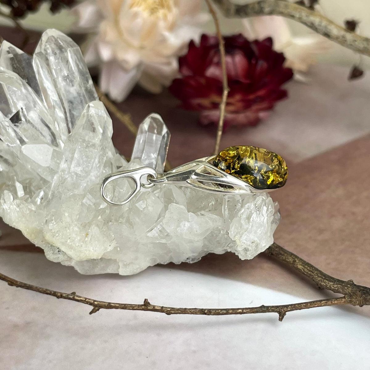Green Amber Small Pendant