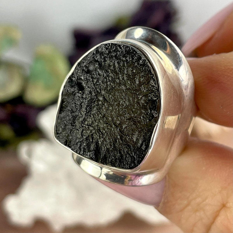 Real Moldavite Silver Ring