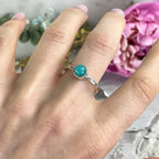 Tempered Silver Band Stone Ring