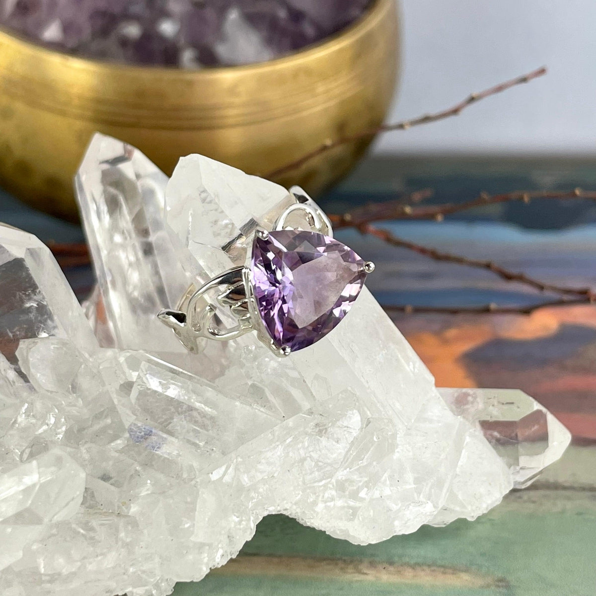Amethyst Ornate Band Ring