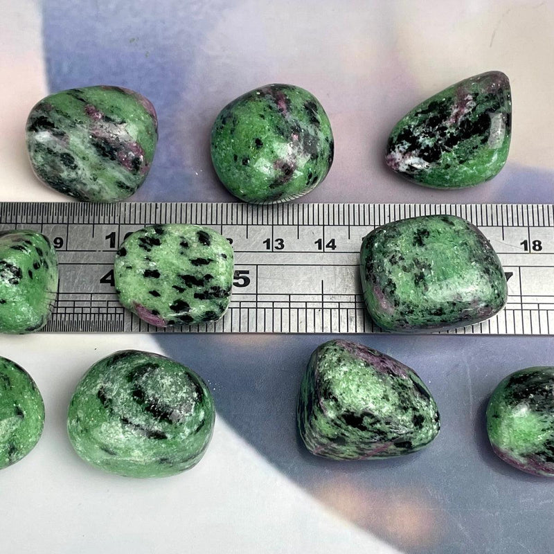 Zoisite With Ruby Tumbled Stone