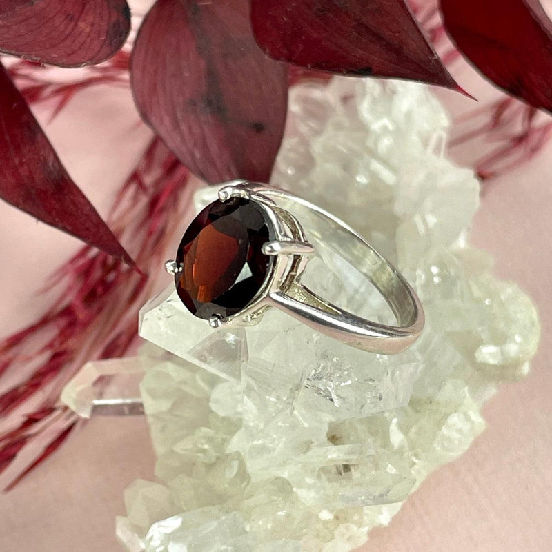 Red Crystal Silver Ring