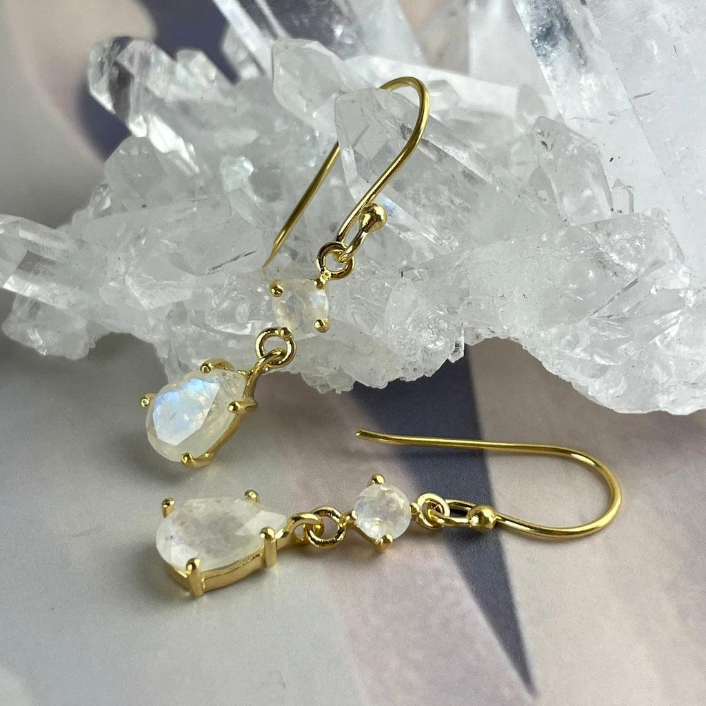 Moonstone And Gold Earrings