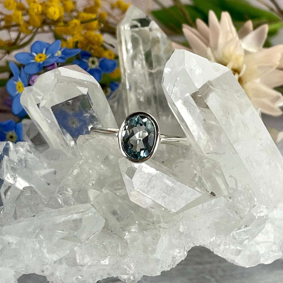 Blue Topaz Oval Cut Ring