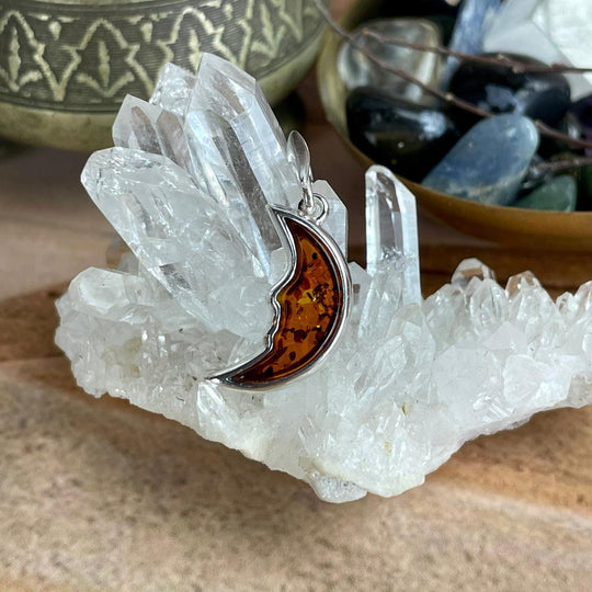Baltic Amber Crescent Moon Pendant