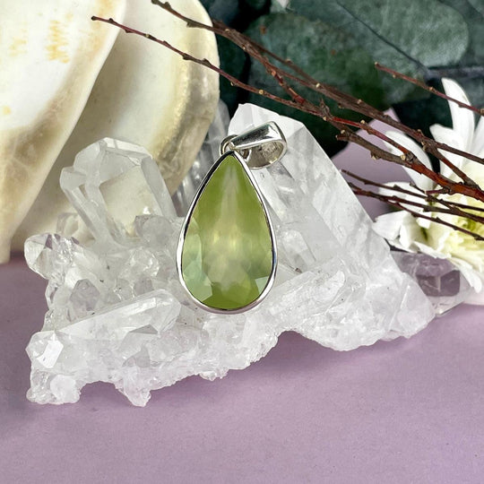 Prehnite Teardrop Cut Pendant
