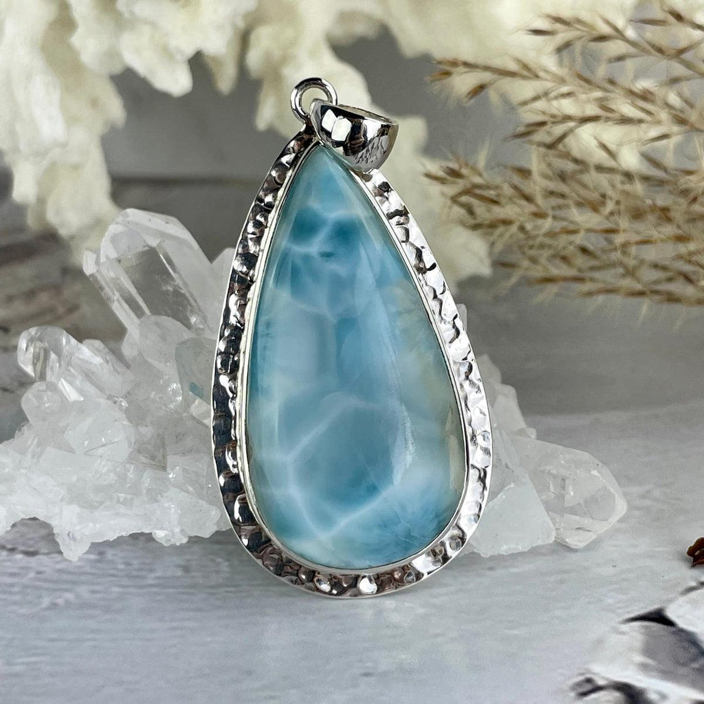 Long Teardrop Larimar Pendant