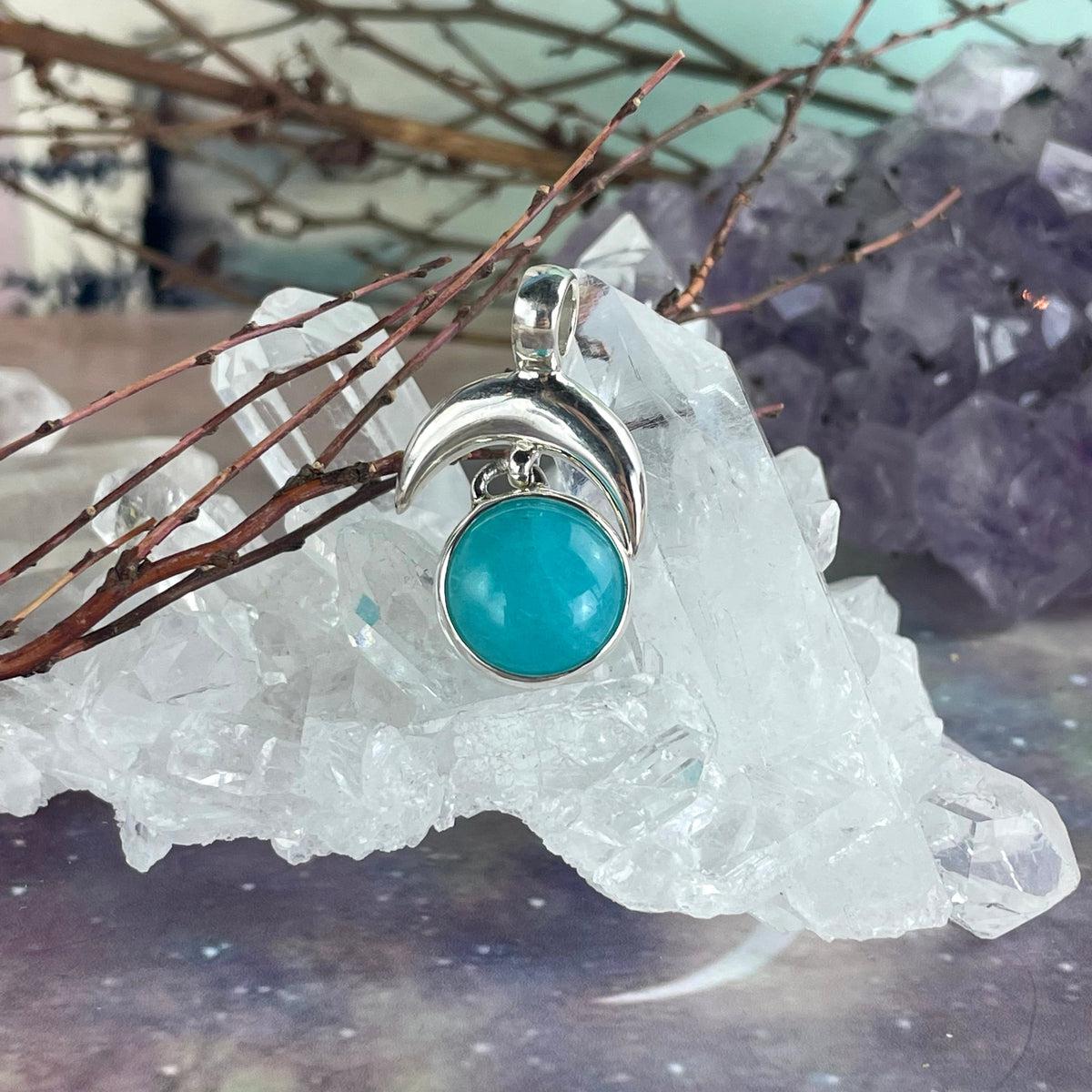 Amazonite Moon Pendant