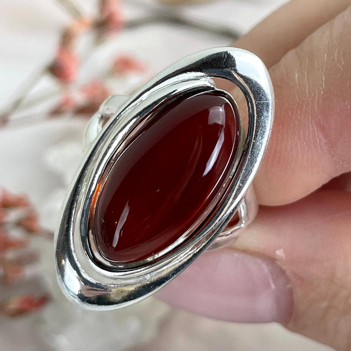 Deep Amber Sterling Silver Ring
