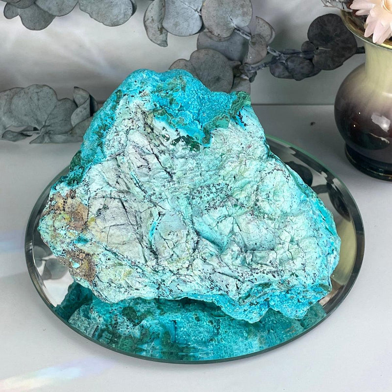 Chrysocolla With Malachite Crystal Cluster