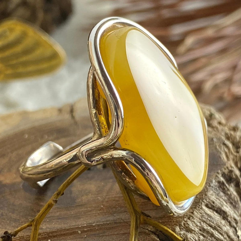 Pale Yellow Amber Ring