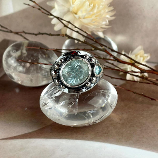 Aquamarine & Blue Zircon Ring By Lauren Harris