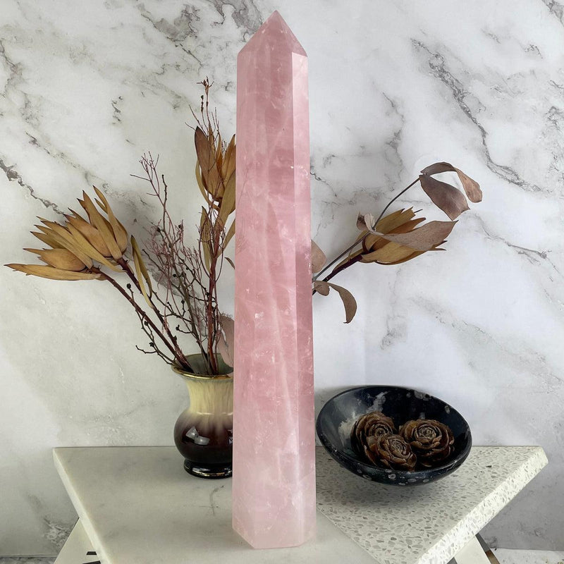 Long And Thin Rose Quartz Point