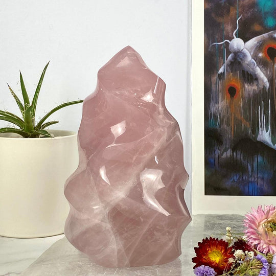 Rose Quartz Crystal Flames 12cm - 19cm