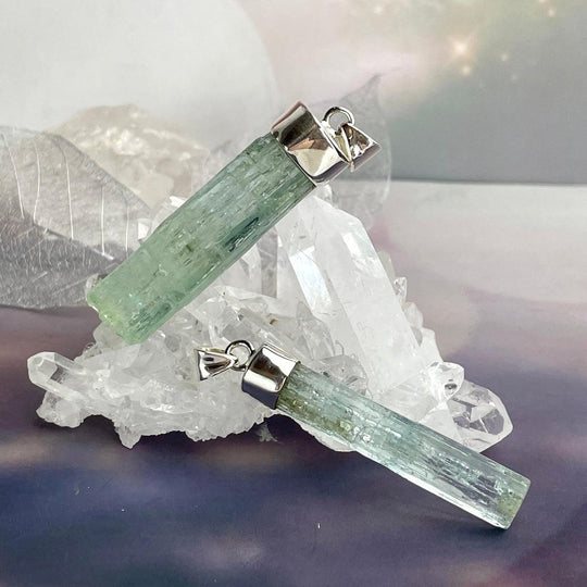 Aquamarine Raw Large Bar Pendant