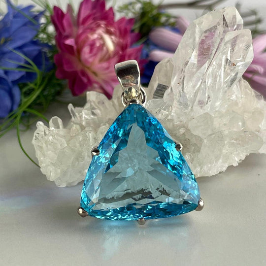 Swiss Blue Topaz Trillion Cut Pendant