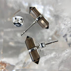 Smokey Quartz Silver Stud Earrings