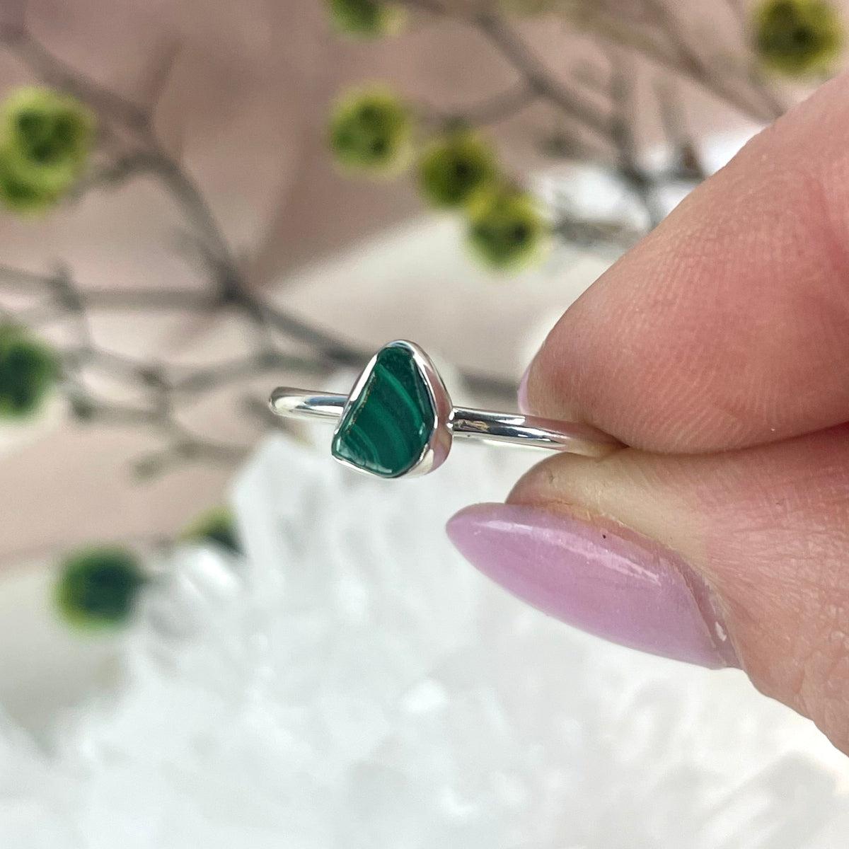 Green Stone Sterling Silver Ring