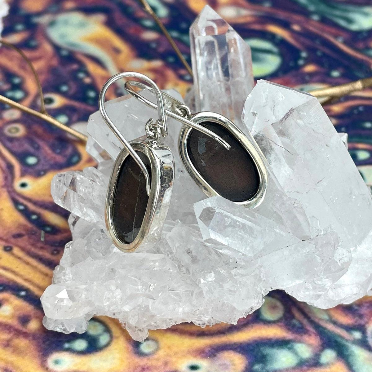 Black Tourmaline Hook Earrings