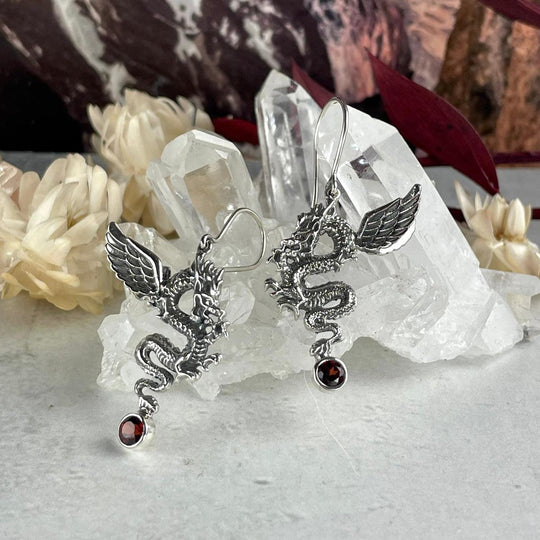Garnet Dragon Earrings