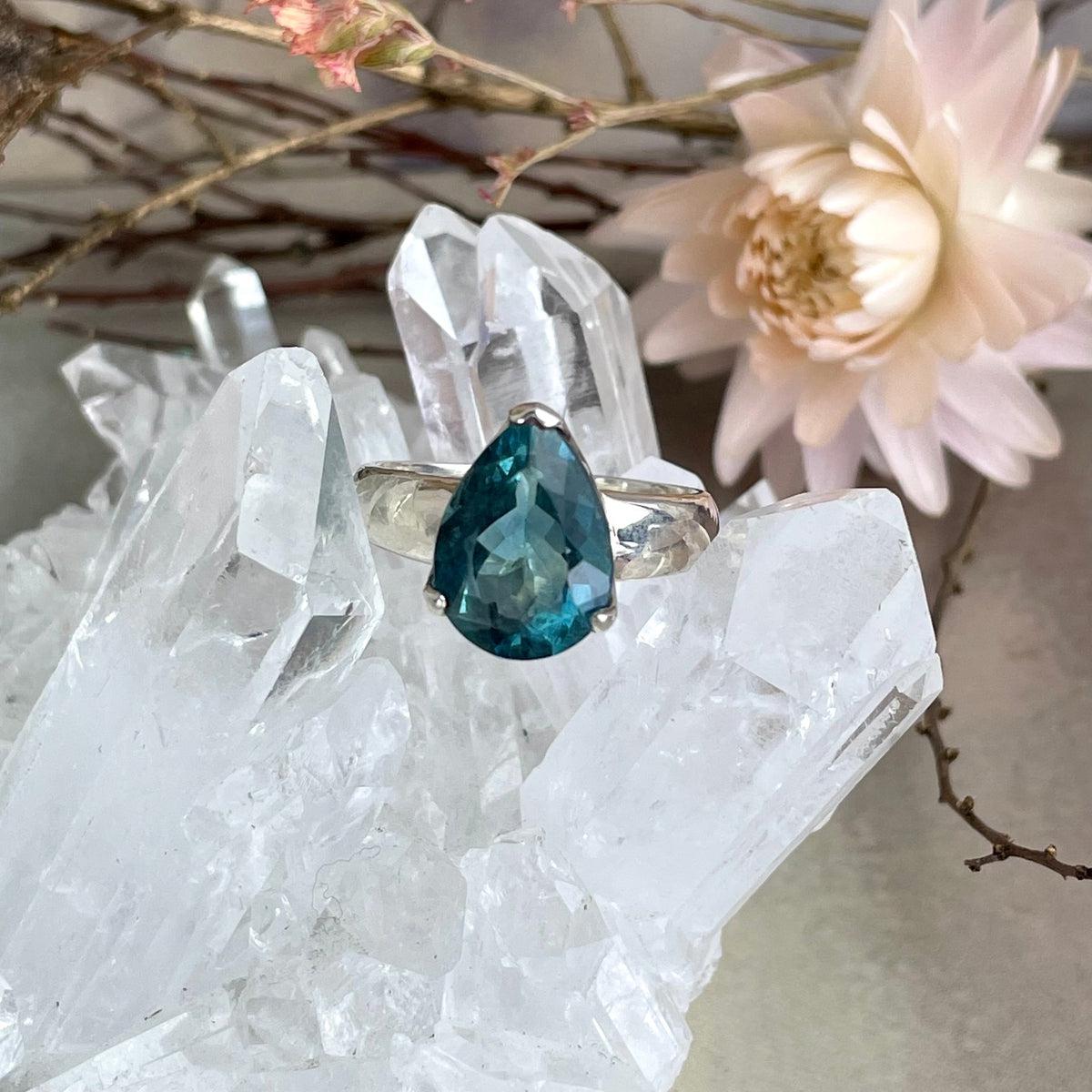 Pear Cut Fluorite Ring