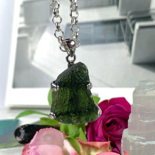 Authentic Moldavite Raw Pendant