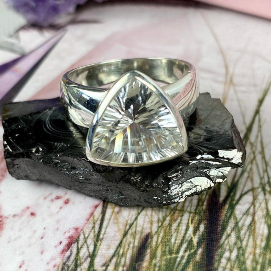 Clear Quartz Trillion Cut Ring