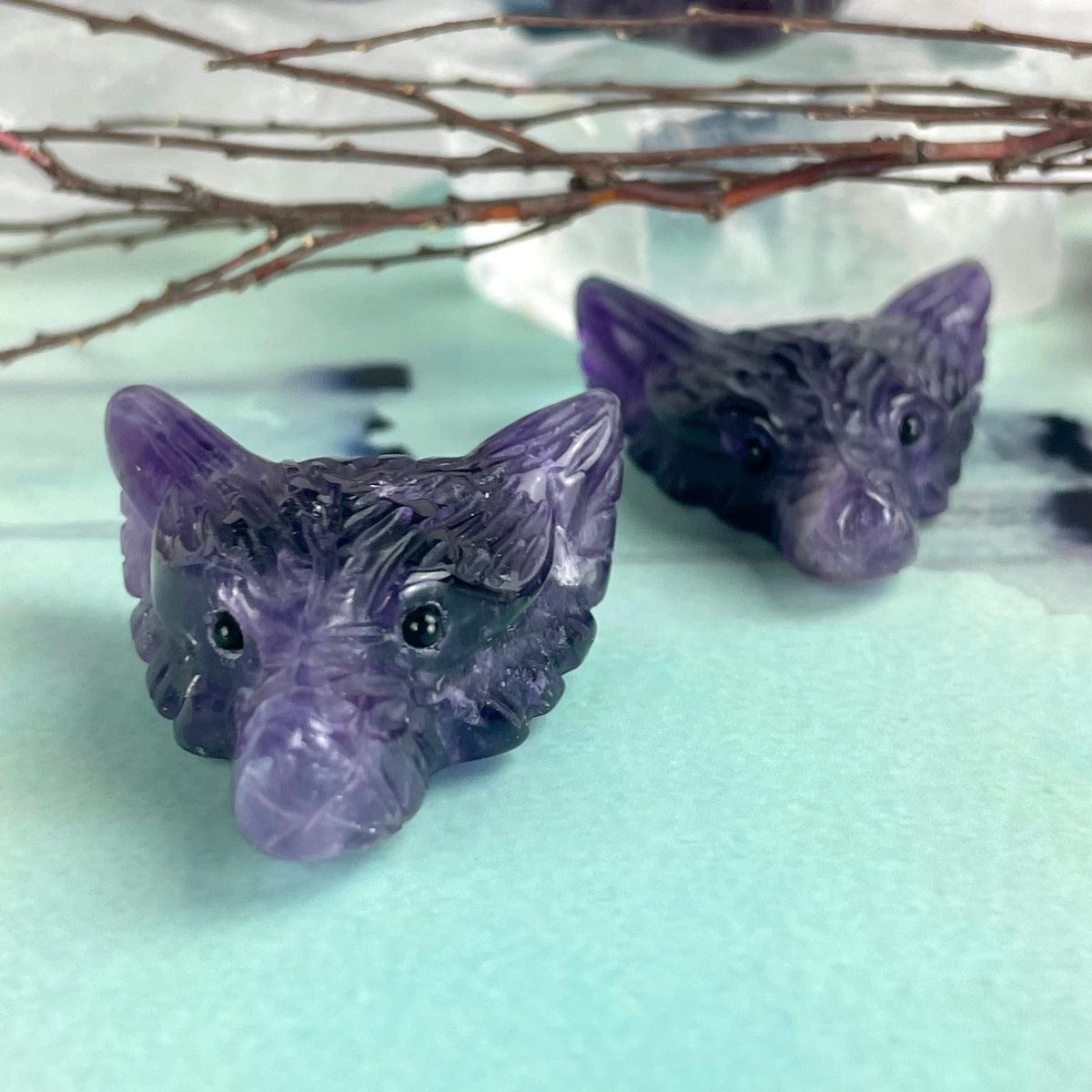 Amethyst Wolf Head Pendant