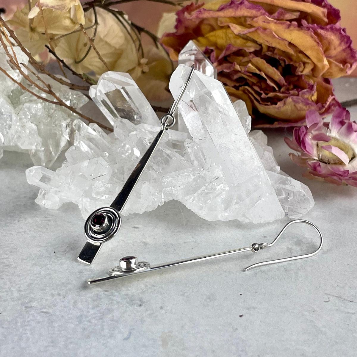 Pink Crystal Bar Earrings