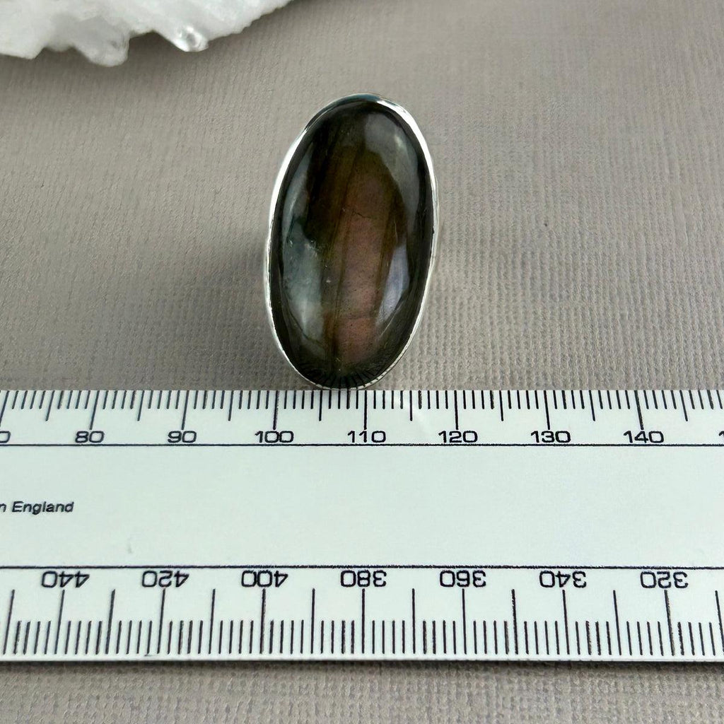 Battered Silver Gemstone Ring