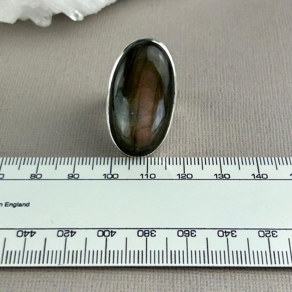 Battered Silver Gemstone Ring
