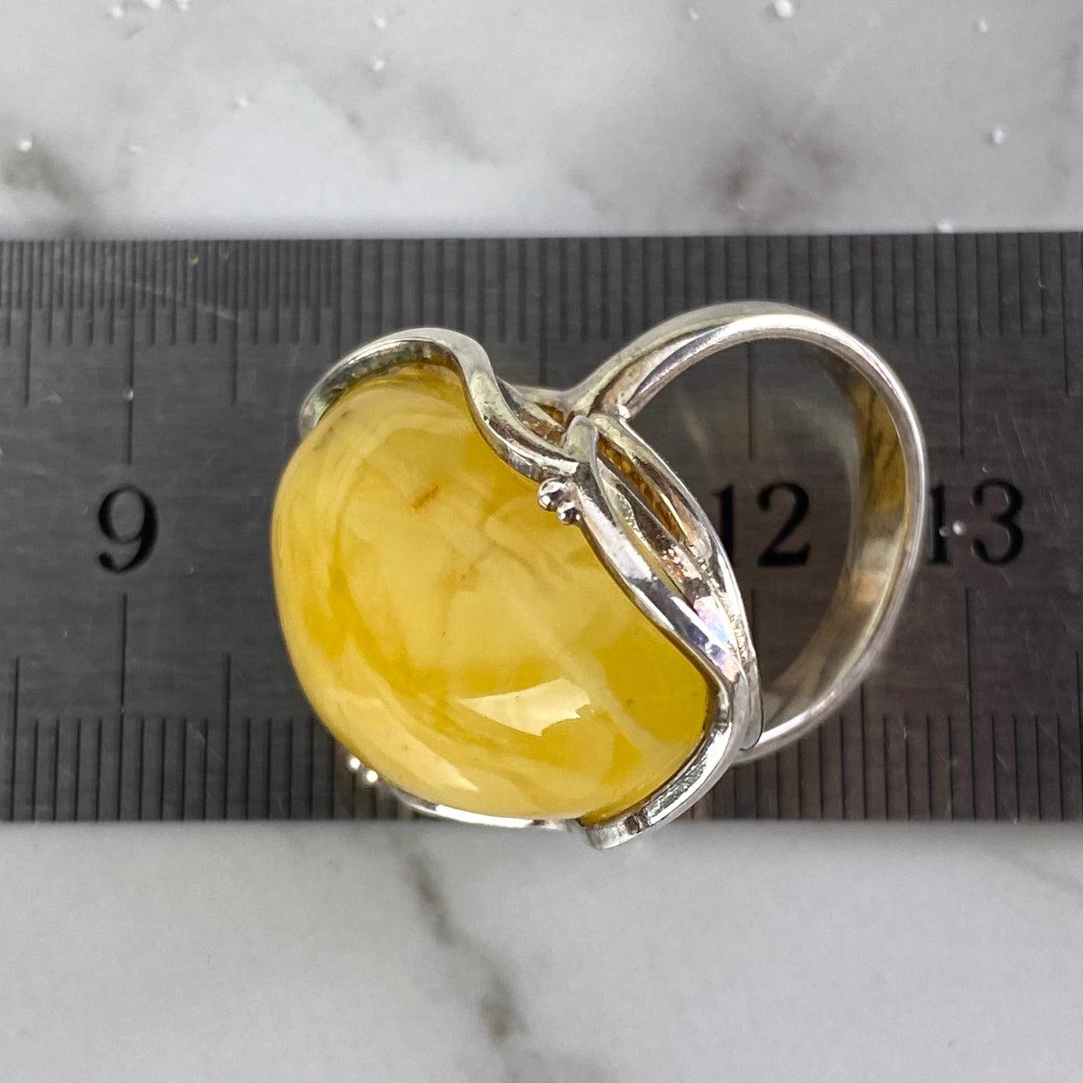 Amber Fossilised Ring