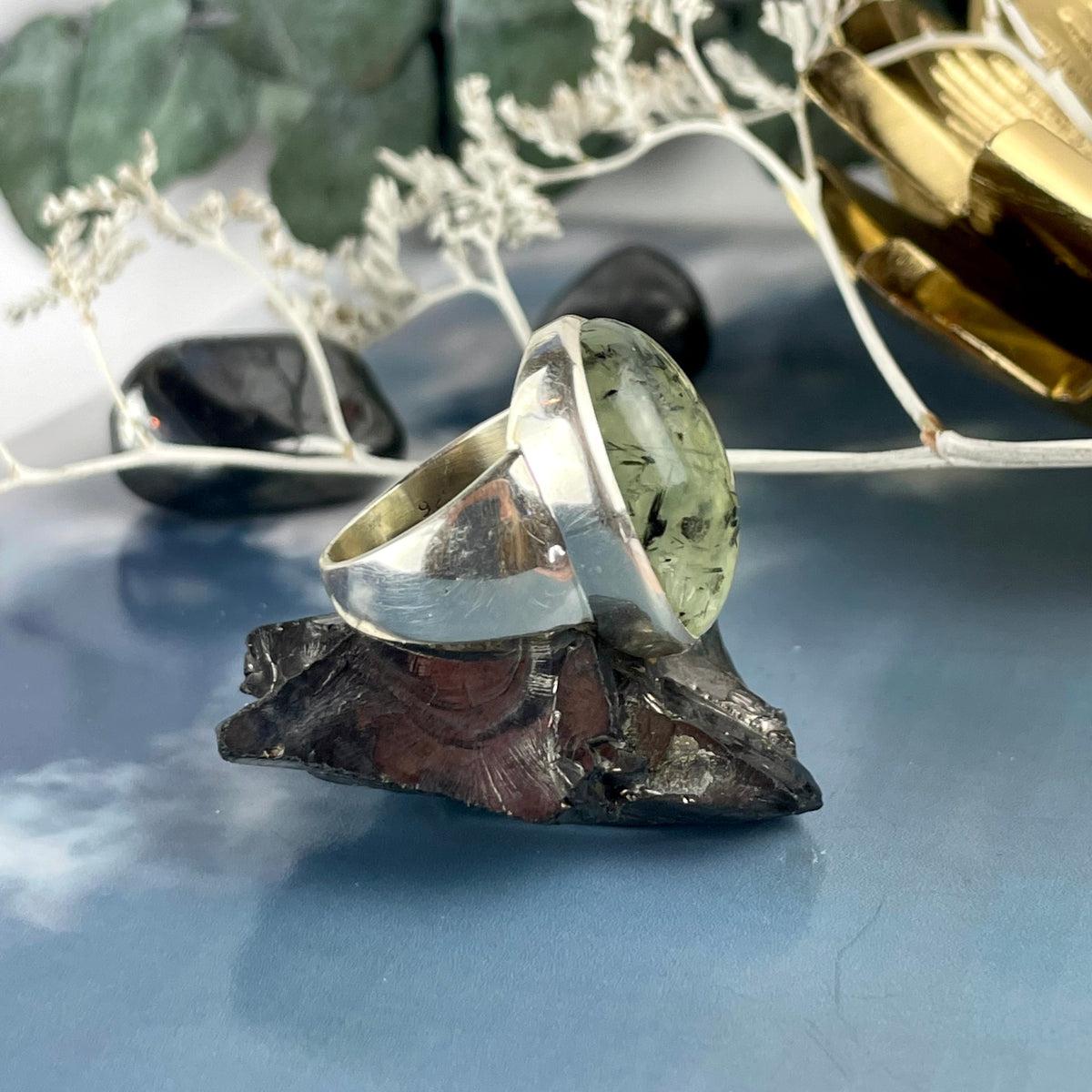 Green Stone With Flecks Ring