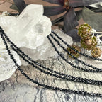 Black Tourmaline Faceted 2mm Bead Necklace