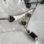 Green And Pink Tourmaline Silver Necklace