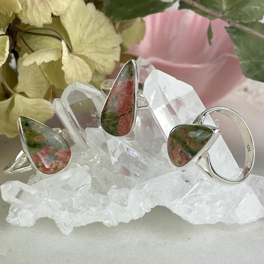 Unakite Elongated Teardrop Ring