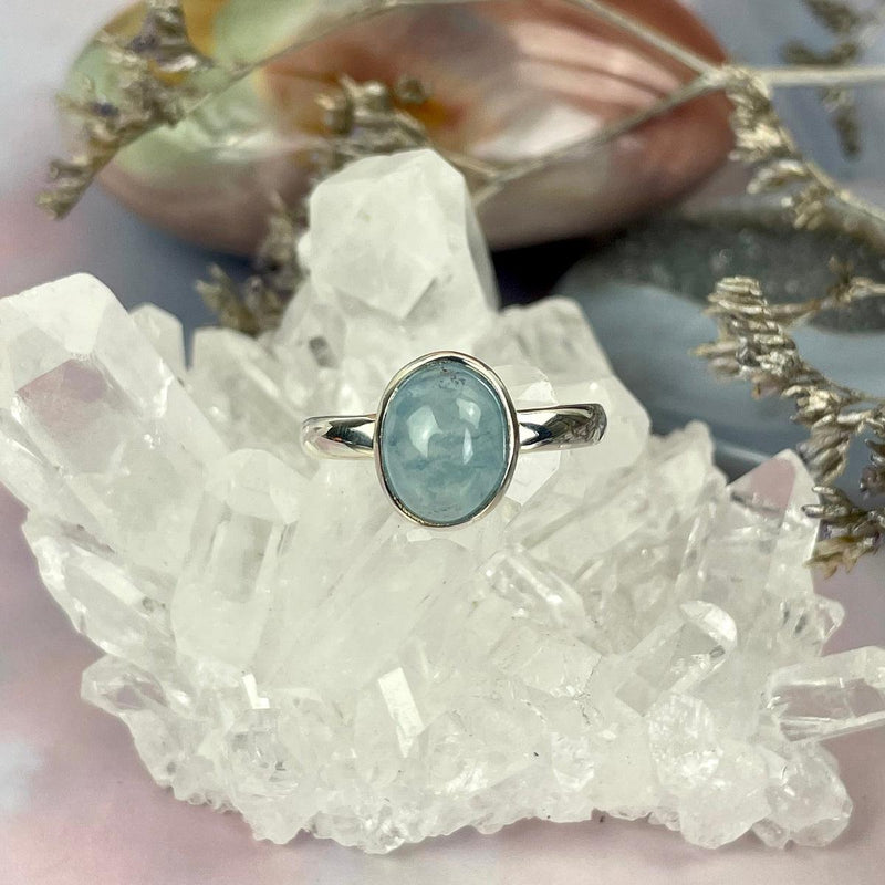 Aquamarine Crystal Ring