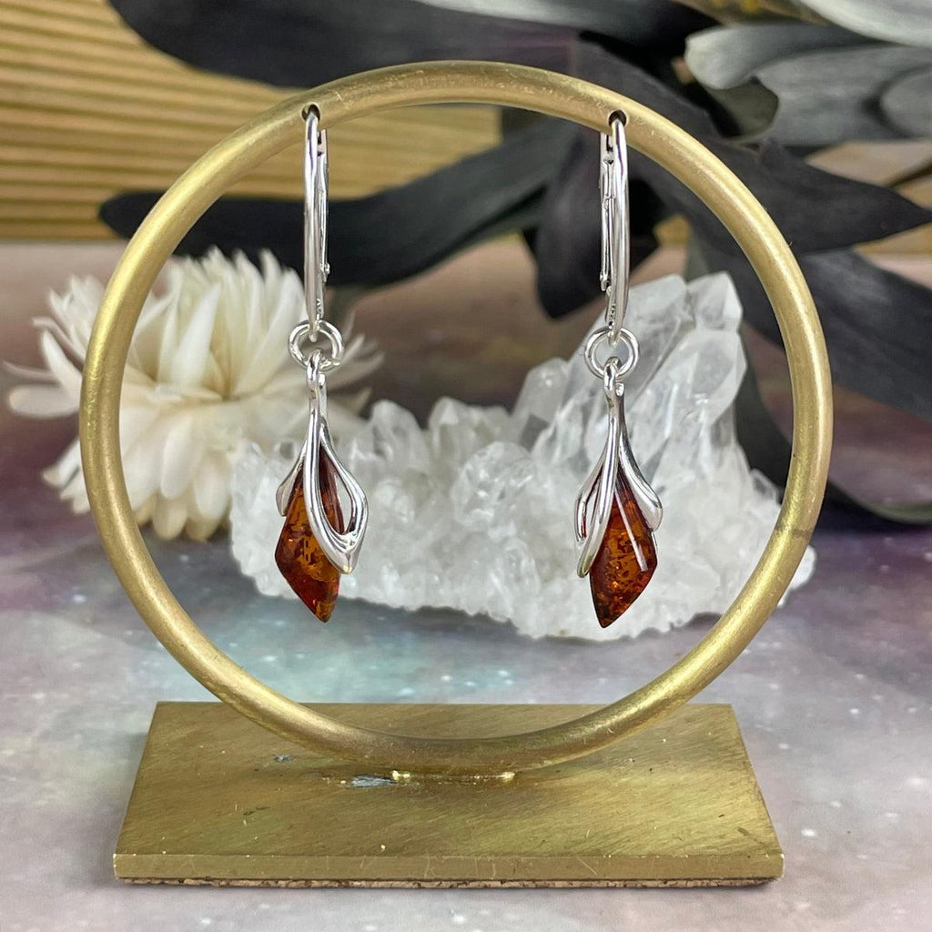 Orange Amber Earrings