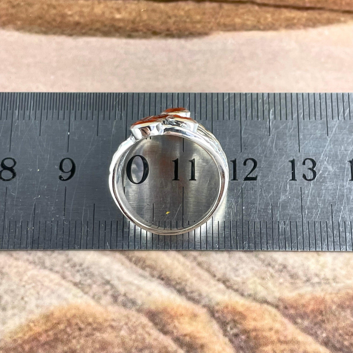 Orange Crystal Silver Ring