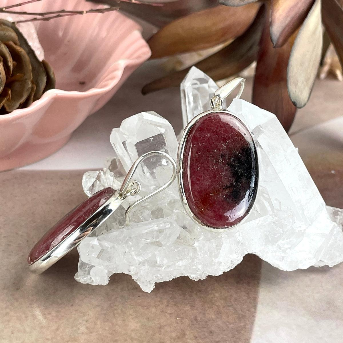 Pink And Black Stone Earrings