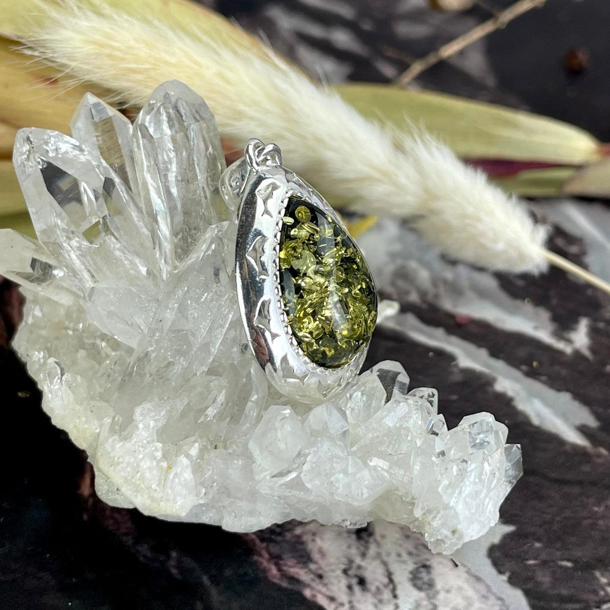 Green Amber Sterling Silver Jewellery