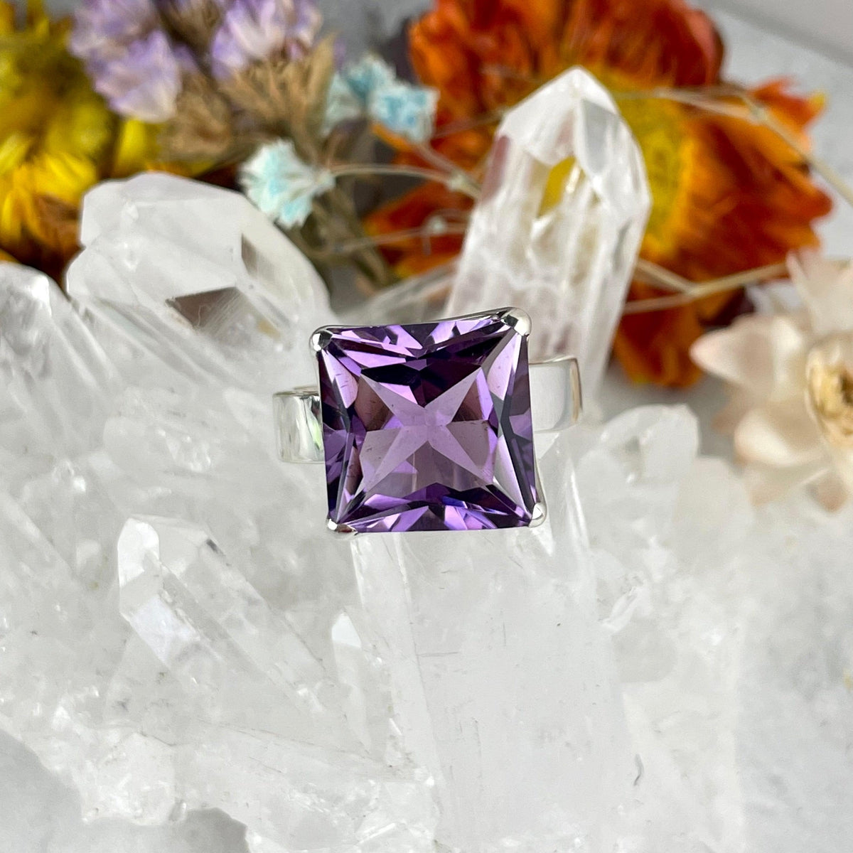 Square Cut Amethyst Ring