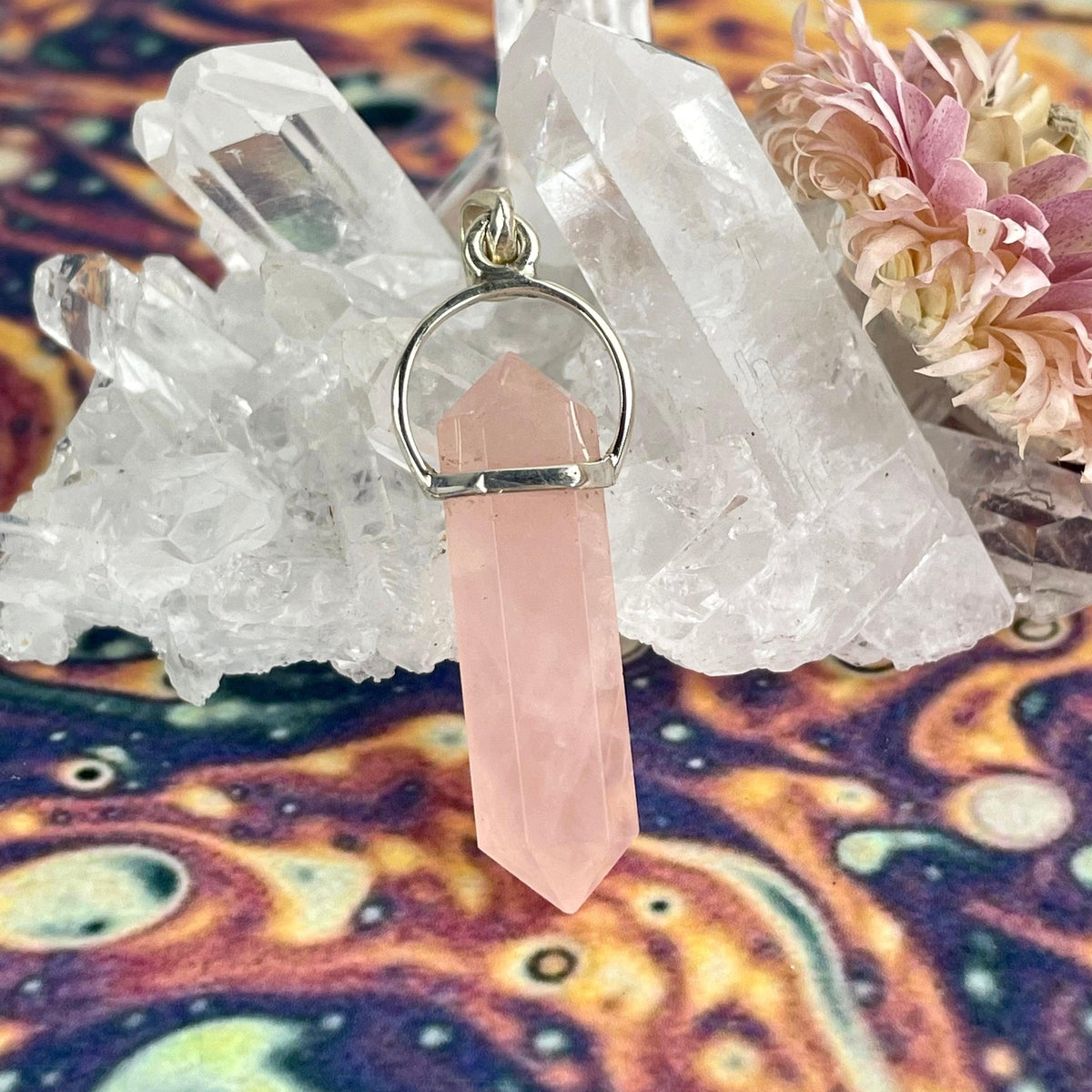 Rose Quartz Sterling Silver Pendant