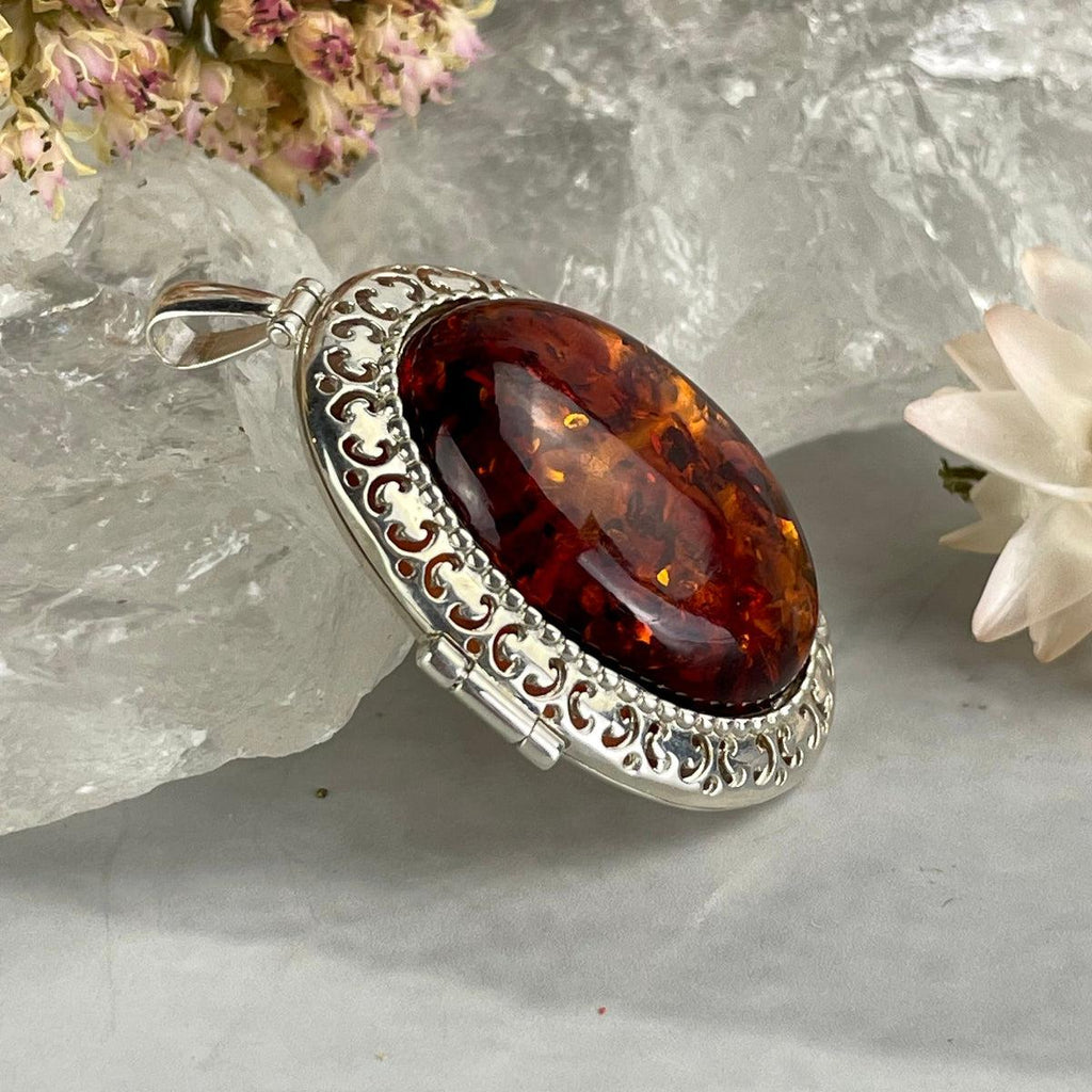Cognac Amber Locket Pendant